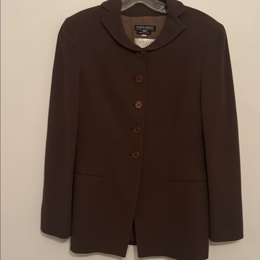 Giorgio Armani, Bergdoff Goodman. Slight mark on upper right side of Blazer.